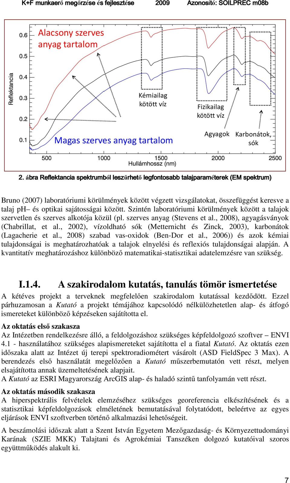 és optikai sajátosságai között. Szintén laboratóriumi körülmények között a talajok szervetlen és szerves alkotója közül (pl. szerves anyag (Stevens et al., 2008), agyagásványok (Chabrillat, et al.