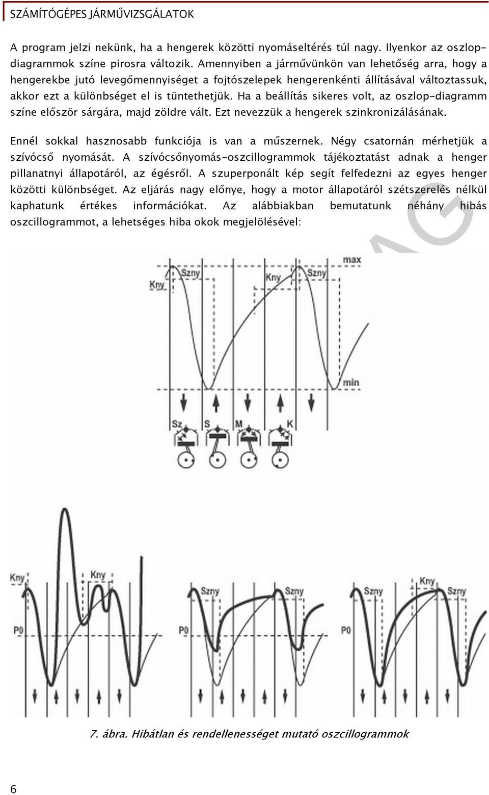 Ha a beállítás sikeres volt, az oszlop-diagramm színe először sárgára, majd zöldre vált. Ezt nevezzük a hengerek szinkronizálásának. Ennél sokkal hasznosabb funkciója is van a műszernek.