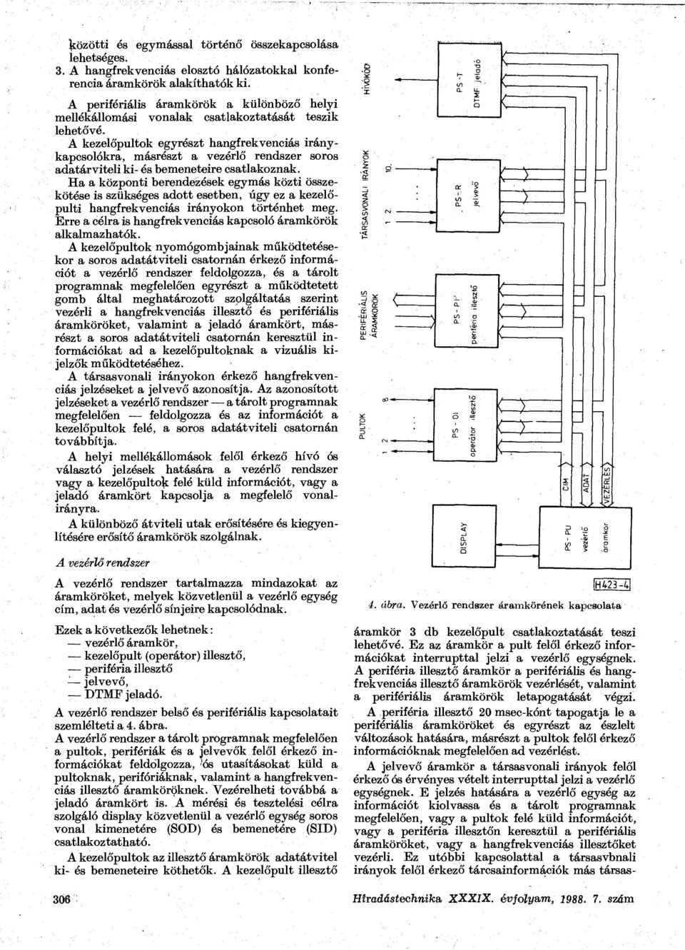 A kezelőpultok egyrészt hangfrekveniás iránykapsolókra, másrészt a vezérlő rendszer soros adatárviteli ki- és bemeneteire satlakoznak.