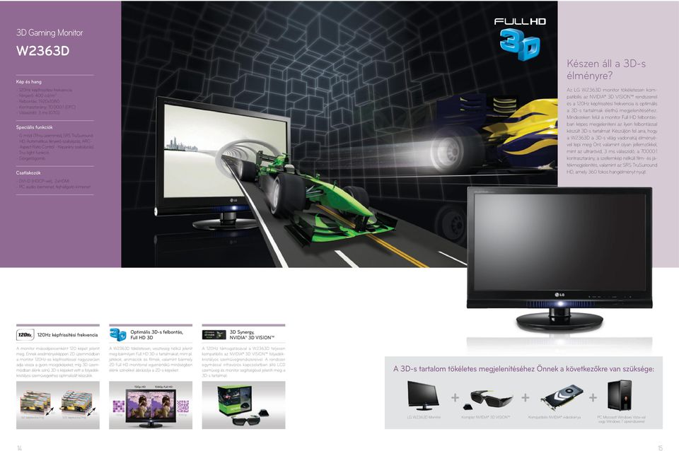 DVID (HDCPvel), 2xHDMI PC audio bemenet, fejhallgató kimenet Készen áll a 3Ds élményre?