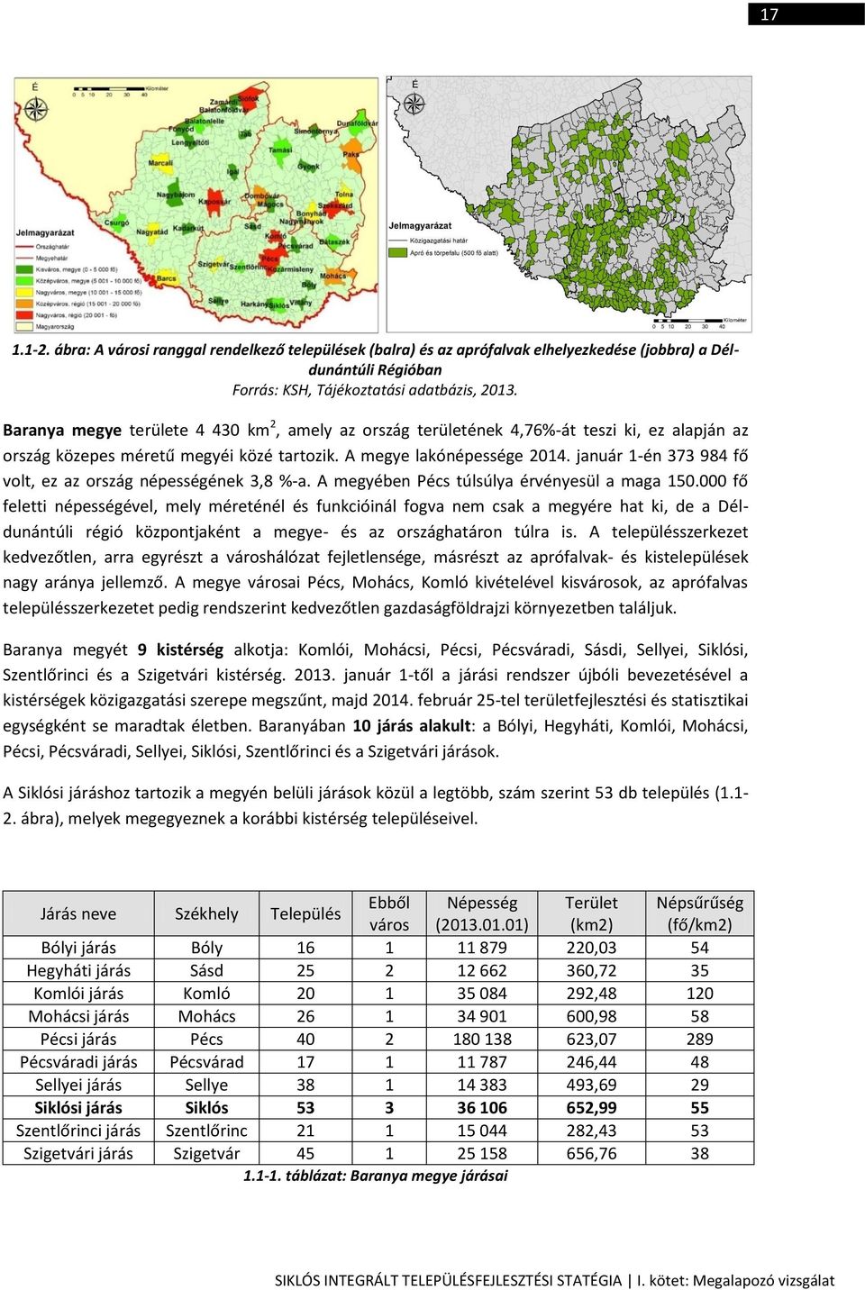 január 1-én 373 984 fő volt, ez az ország népességének 3,8 %-a. A megyében Pécs túlsúlya érvényesül a maga 150.