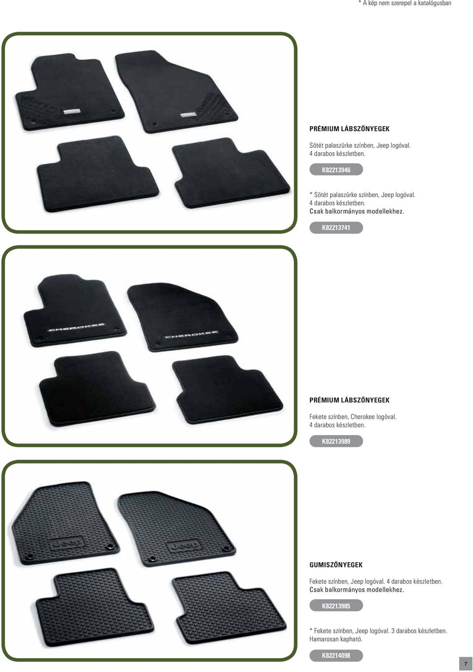 K82213741 PRÉMIUM LÁBSZŐNYEGEK Fekete színben, Cherokee logóval. 4 darabos készletben.