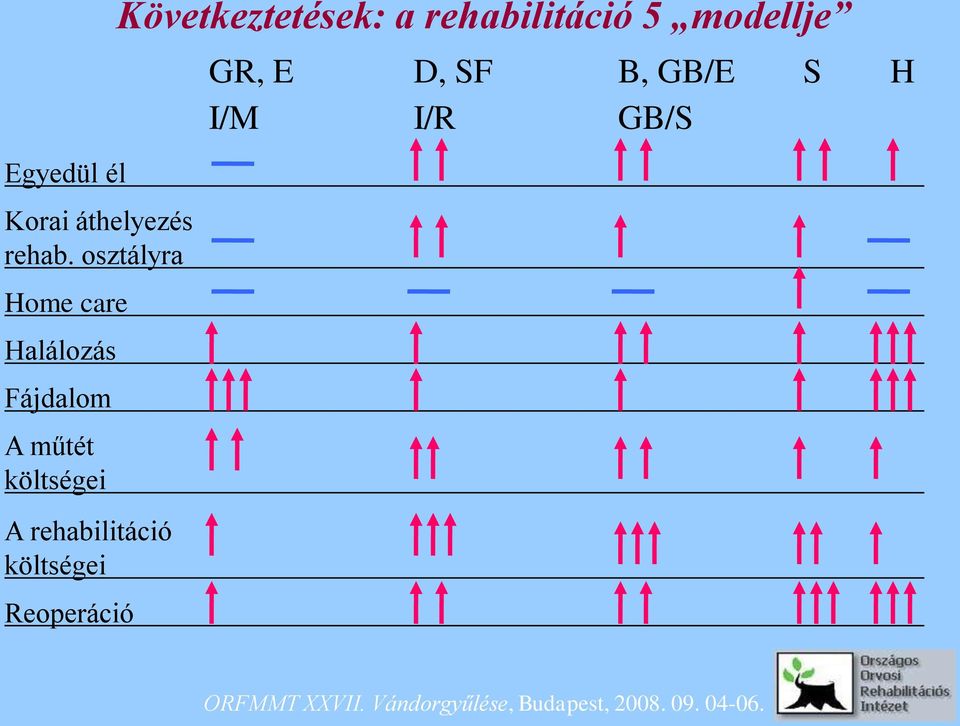 költségei A rehabilitáció költségei Reoperáció