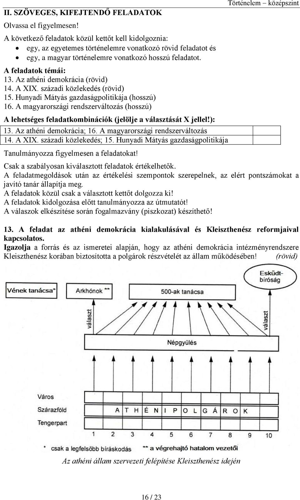 Az athéni demokrácia (rövid) 14. A XIX. századi közlekedés (rövid) 15. Hunyadi Mátyás gazdaságpolitikája (hosszú) 16.