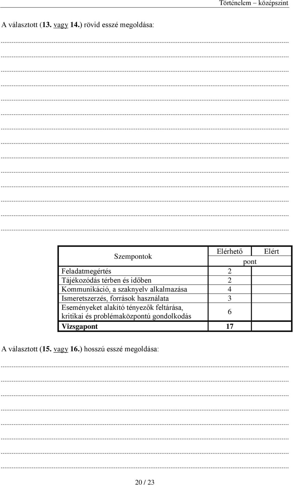 időben 2 Kommunikáció, a szaknyelv alkalmazása 4 Ismeretszerzés, források használata 3