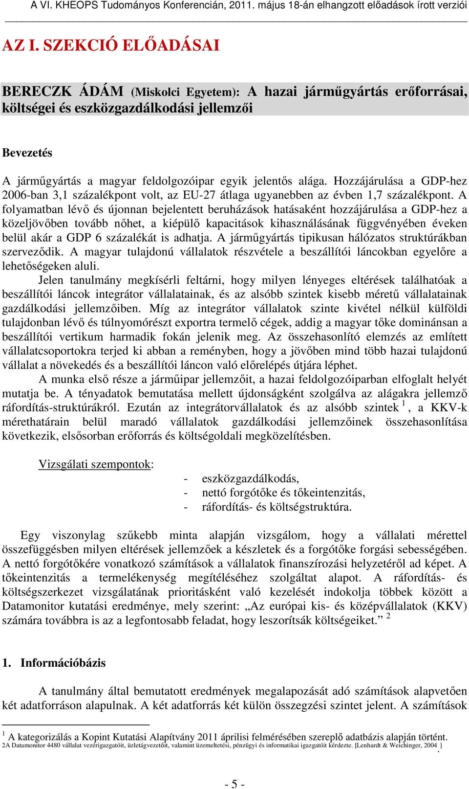 VI. KHEOPS Tudományos Konferencia - PDF Free Download