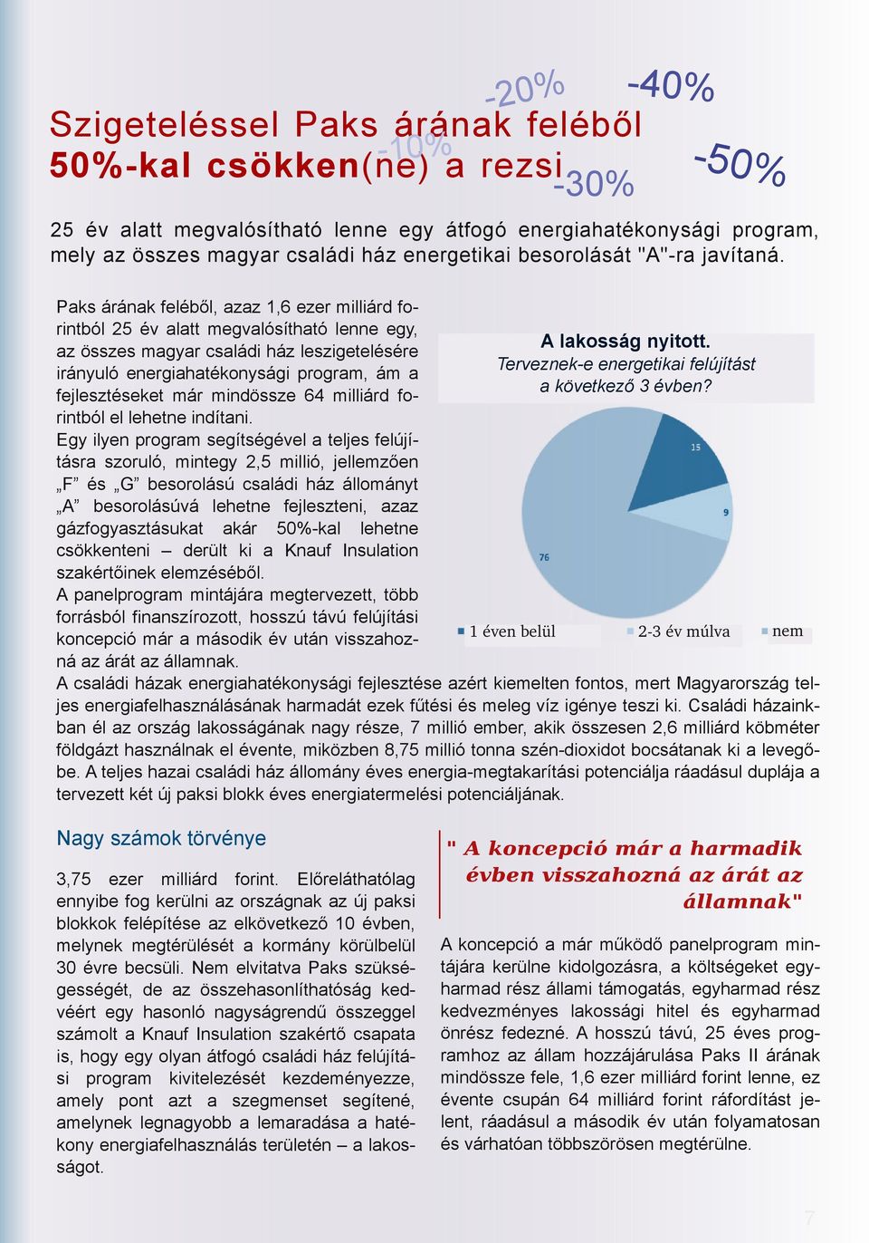 z összes mgyr csládi ház leszigetelésére Terveznek e energetiki felújítást irányuló energihtékonysági progrm, ám következő 3 évben?