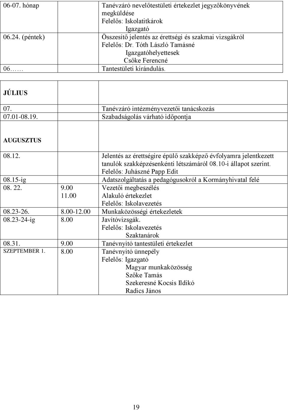 Jelentés az érettségire épülő szakképző évfolyamra jelentkezett tanulók szakképzésenkénti létszámáról 08.10-i állapot szerint. 08.15-ig 08. 22. 9.00 11.