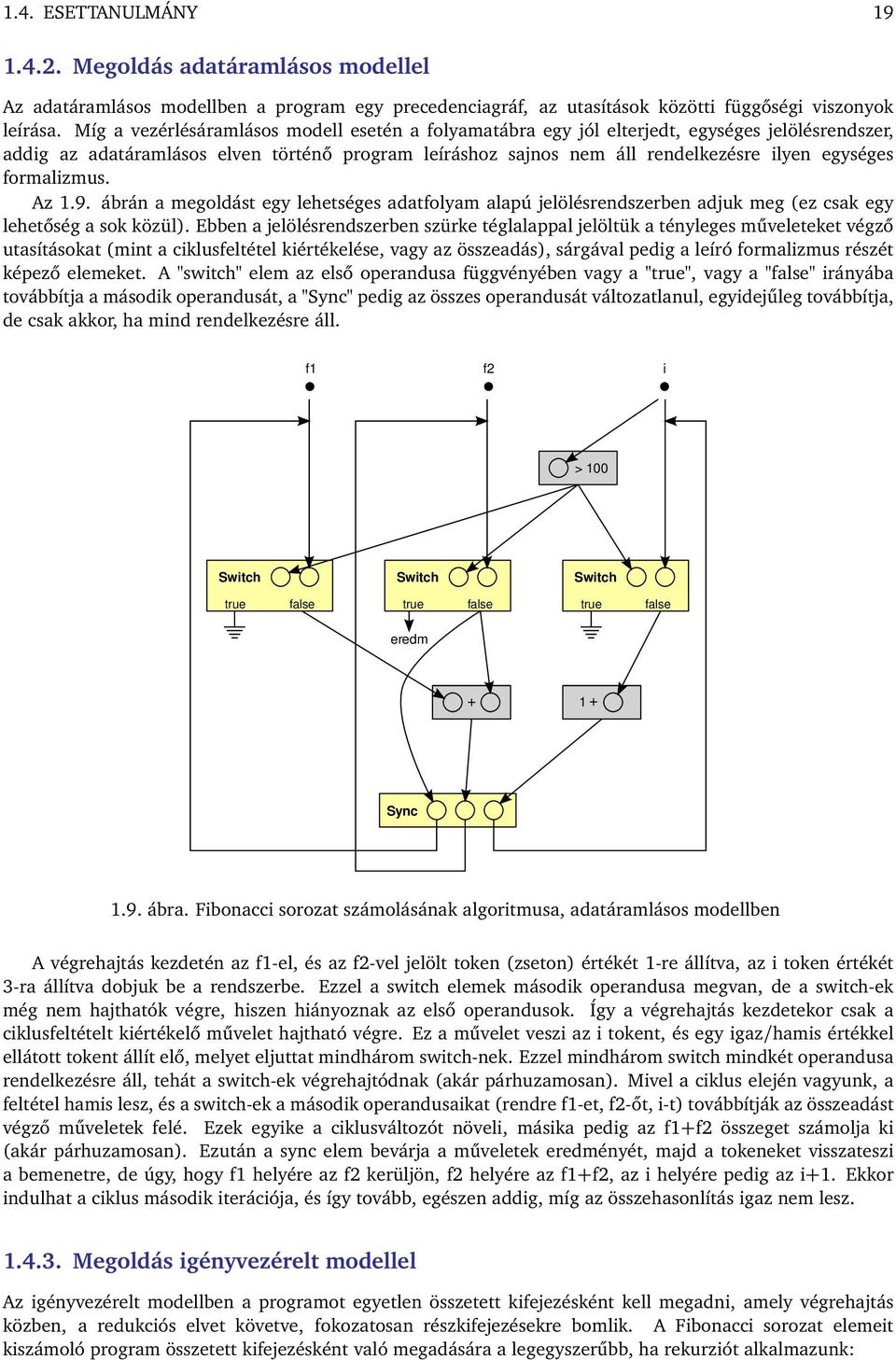 formalizmus. Az 1.9. ábrán a megoldást egy lehetséges adatfolyam alapú jelölésrendszerben adjuk meg (ez csak egy lehetőség a sok közül).