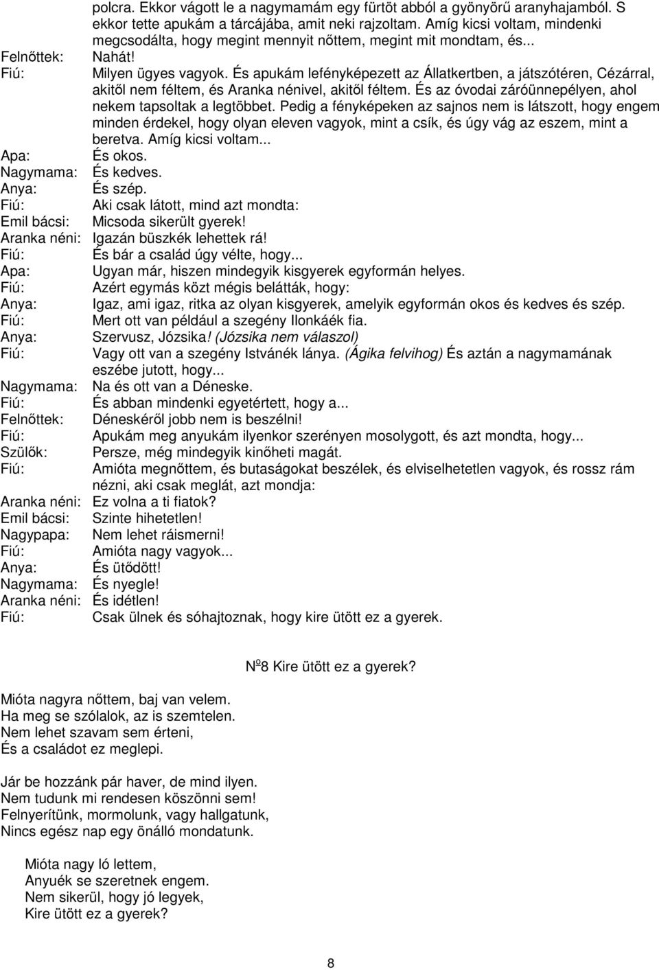 És apukám lefényképezett az Állatkertben, a játszótéren, Cézárral, akitl nem féltem, és Aranka nénivel, akitl féltem. És az óvodai záróünnepélyen, ahol nekem tapsoltak a legtöbbet.