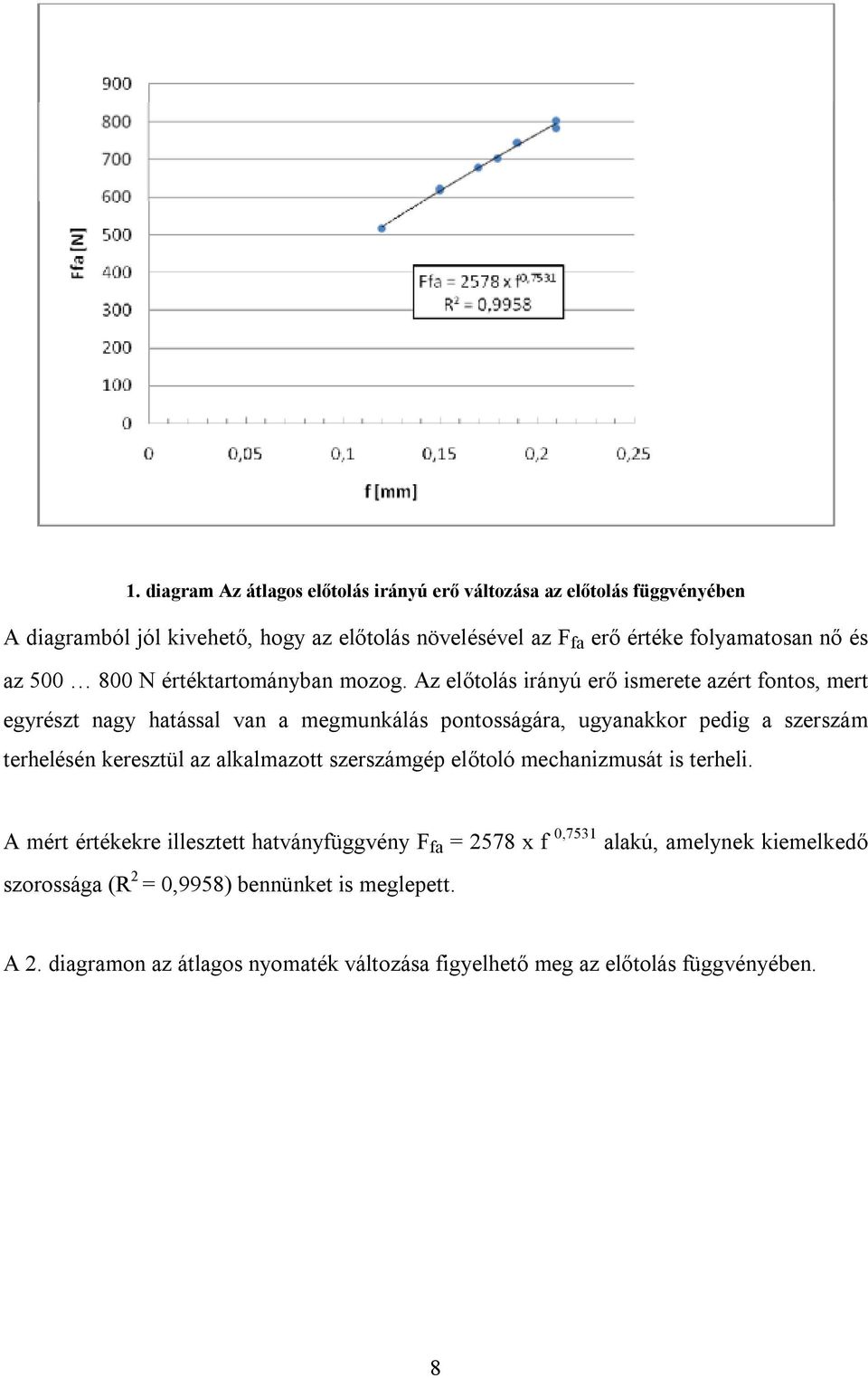 Az előtolás irányú erő ismerete azért fontos, mert egyrészt nagy hatással van a megmunkálás pontosságára, ugyanakkor pedig a szerszám terhelésén keresztül az
