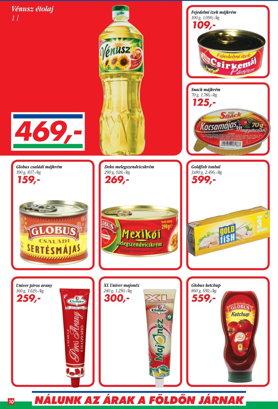290 g, 928,-/kg 269,- Goldfish tonhal 3x80 g, 2.496,-/kg 599,- Univer piros arany 160 g, 1.