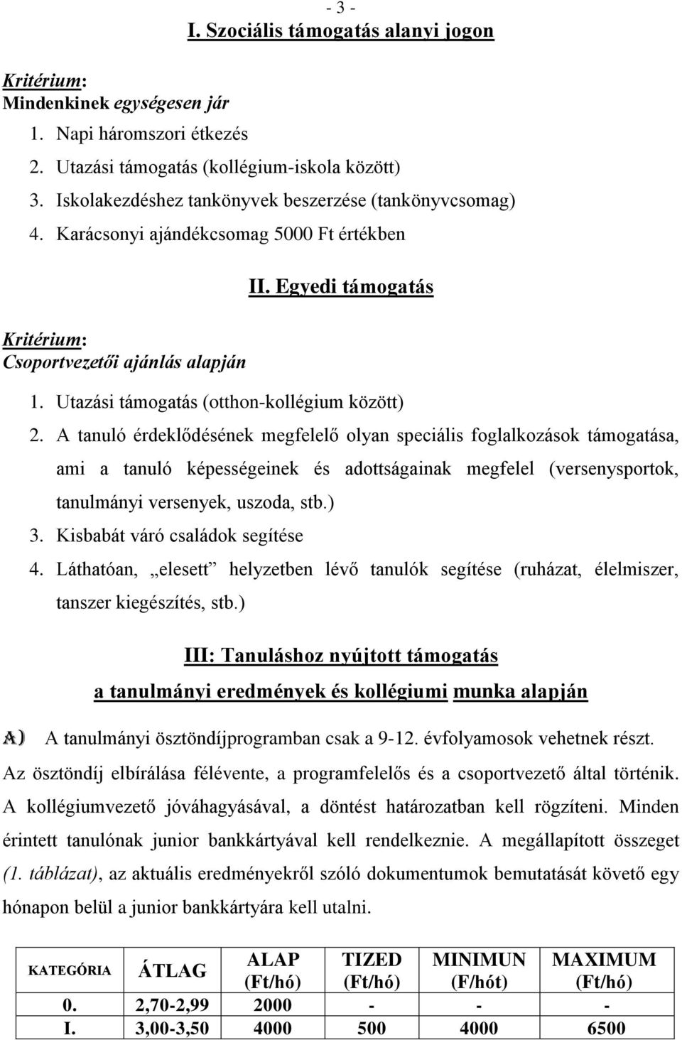 Utazási támogatás (otthon-kollégium között) 2.