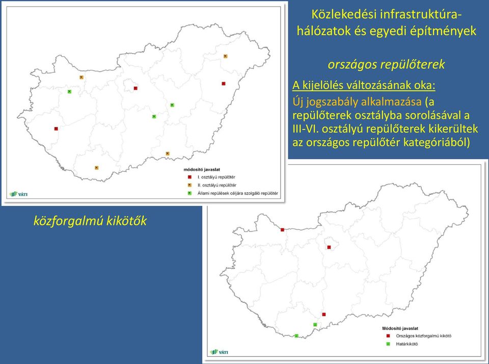 alkalmazása (a repülőterek osztályba sorolásával a III-VI.