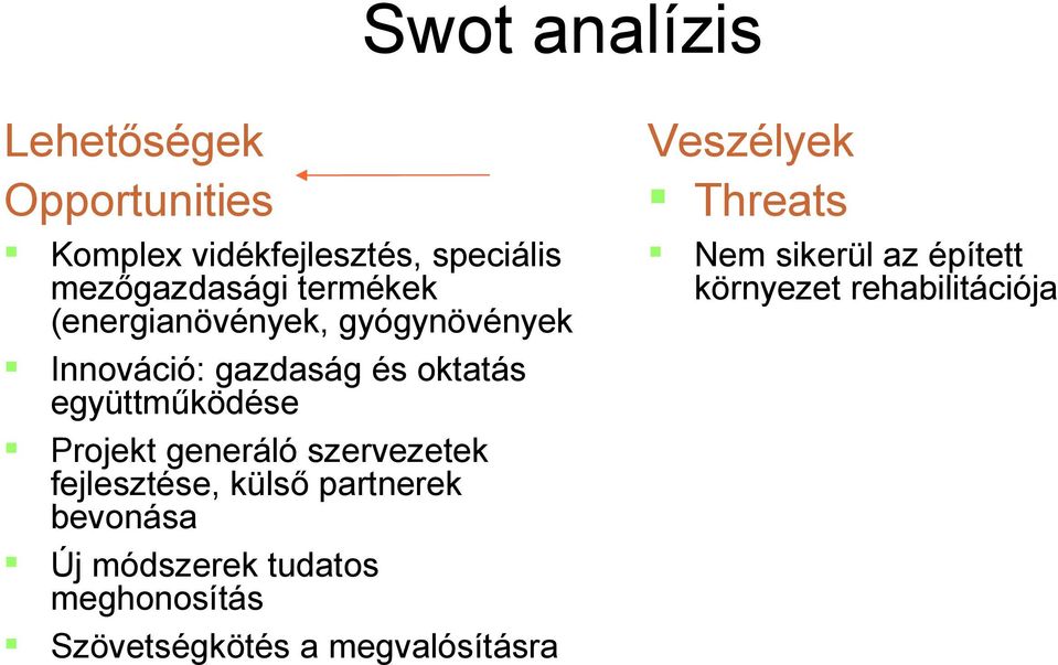 generáló szervezetek fejlesztése, külső partnerek bevonása Új módszerek tudatos