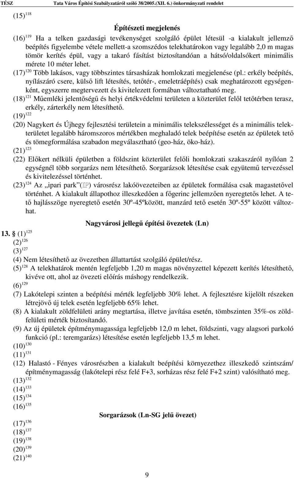 (17) 120 Több lakásos, vagy többszintes társasházak homlokzati megjelenése (pl.