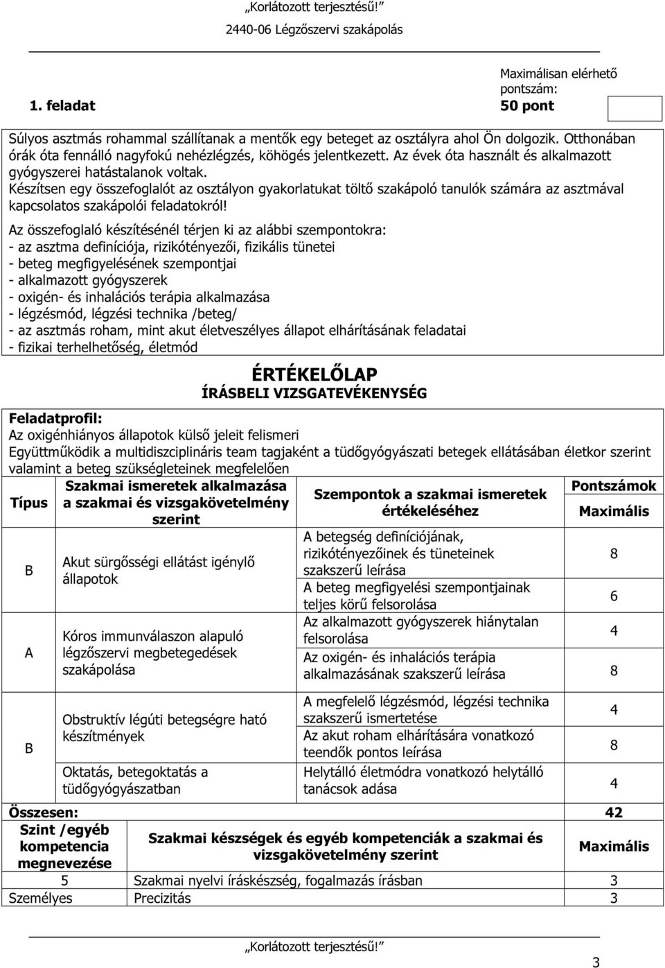 Készítsen egy összefoglalót az osztályon gyakorlatukat töltő szakápoló tanulók számára az asztmával kapcsolatos szakápolói feladatokról!