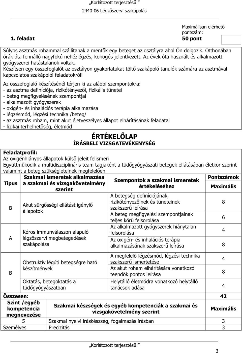 Készítsen egy összefoglalót az osztályon gyakorlatukat töltő szakápoló tanulók számára az asztmával kapcsolatos szakápolói feladatokról!