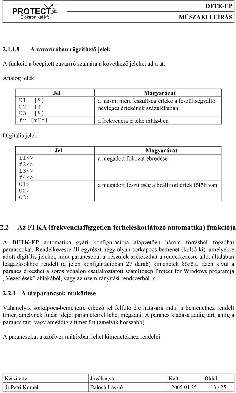 2 Az FFKA (frekvenciafüggetlen terheléskorlátozó automatika) funkciója A DFTK-EP automatika gyári konfigurációja alapvetően három forrásból fogadhat parancsokat.