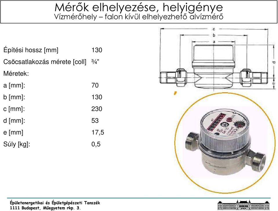 Csıcsatlakozás mérete [coll] ¾ Méretek: a [mm]: 70 b