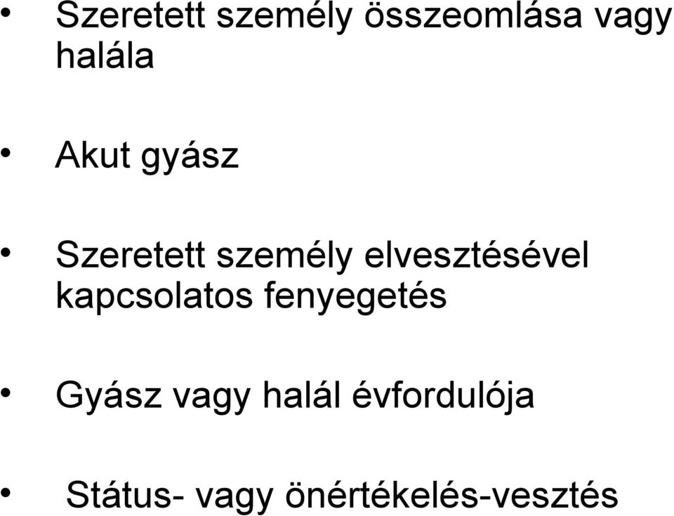 kapcsolatos fenyegetés Gyász vagy halál