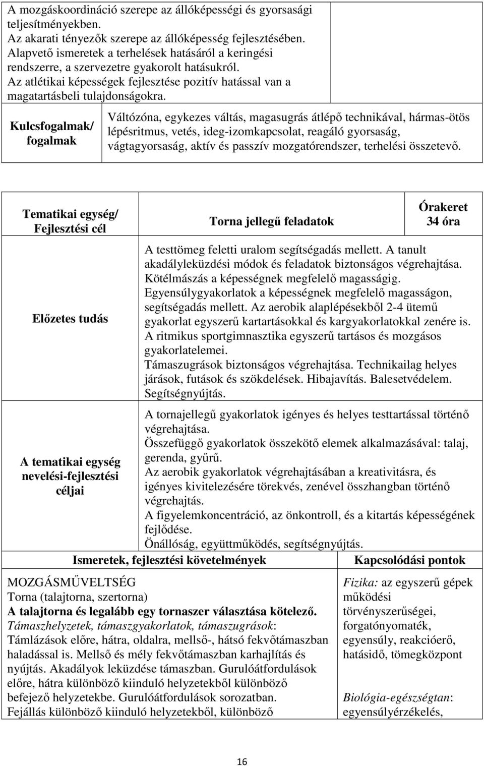 Kulcsfogalmak/ fogalmak Váltózóna, egykezes váltás, magasugrás átlépő technikával, hármas-ötös lépésritmus, vetés, ideg-izomkapcsolat, reagáló gyorsaság, vágtagyorsaság, aktív és passzív