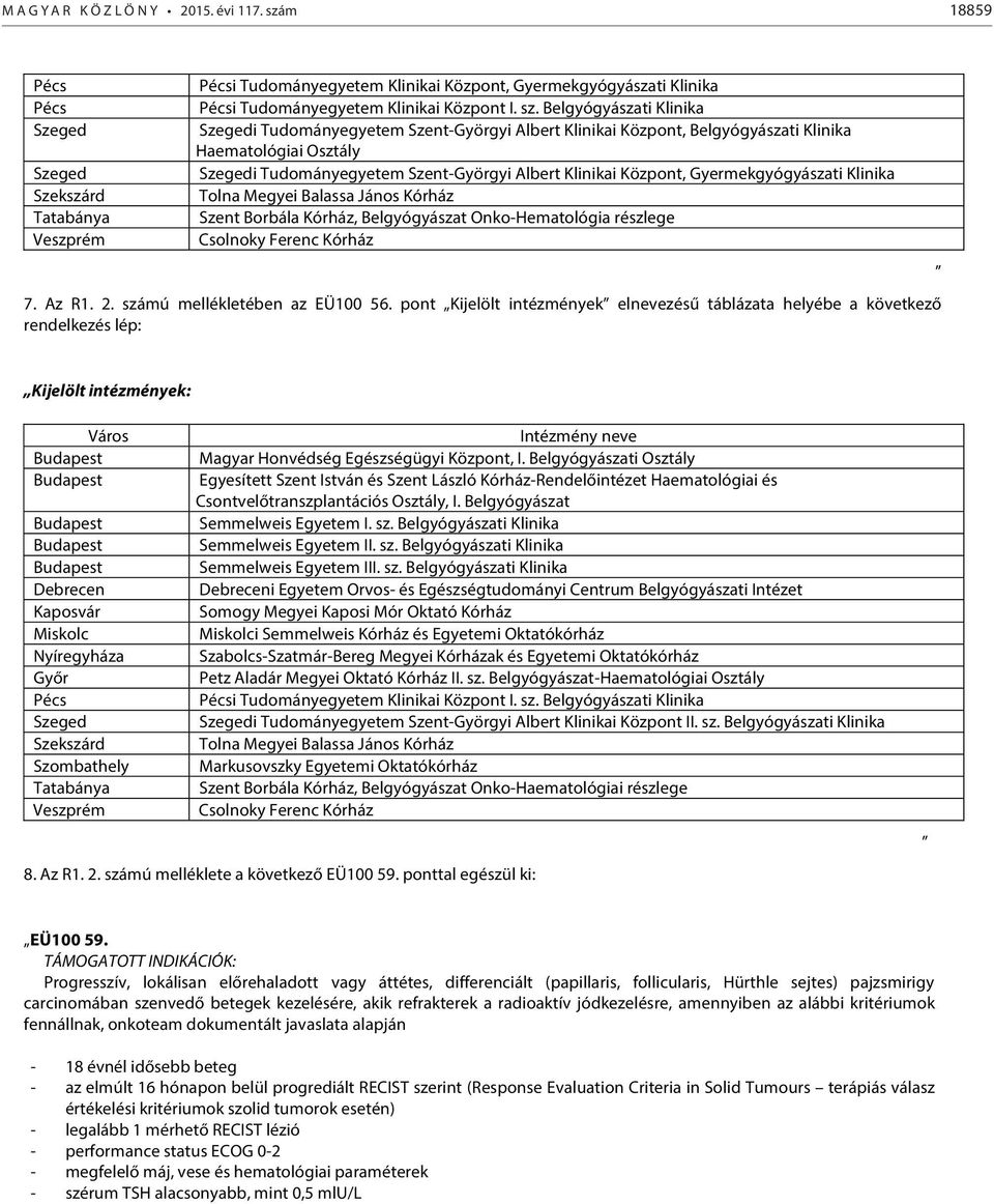 Belgyógyászati Klinika Szegedi Tudományegyetem Szent-Györgyi Albert Klinikai Központ, Belgyógyászati Klinika Haematológiai Osztály Szegedi Tudományegyetem Szent-Györgyi Albert Klinikai Központ,