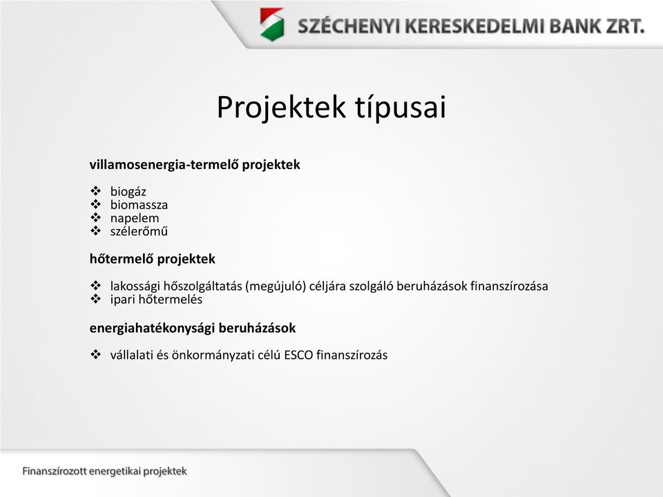 szolgáló beruházások finanszírozása ipari hőtermelés energiahatékonysági