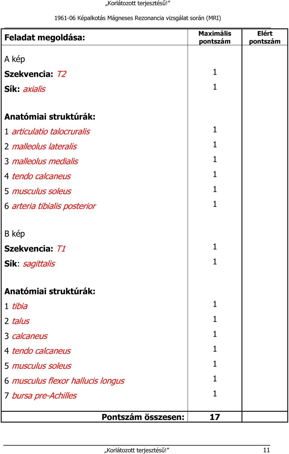 musculus soleus 6 arteria tibialis posterior Szekvencia: T Sík: sagittalis tibia 2 talus 3 calcaneus 4 tendo