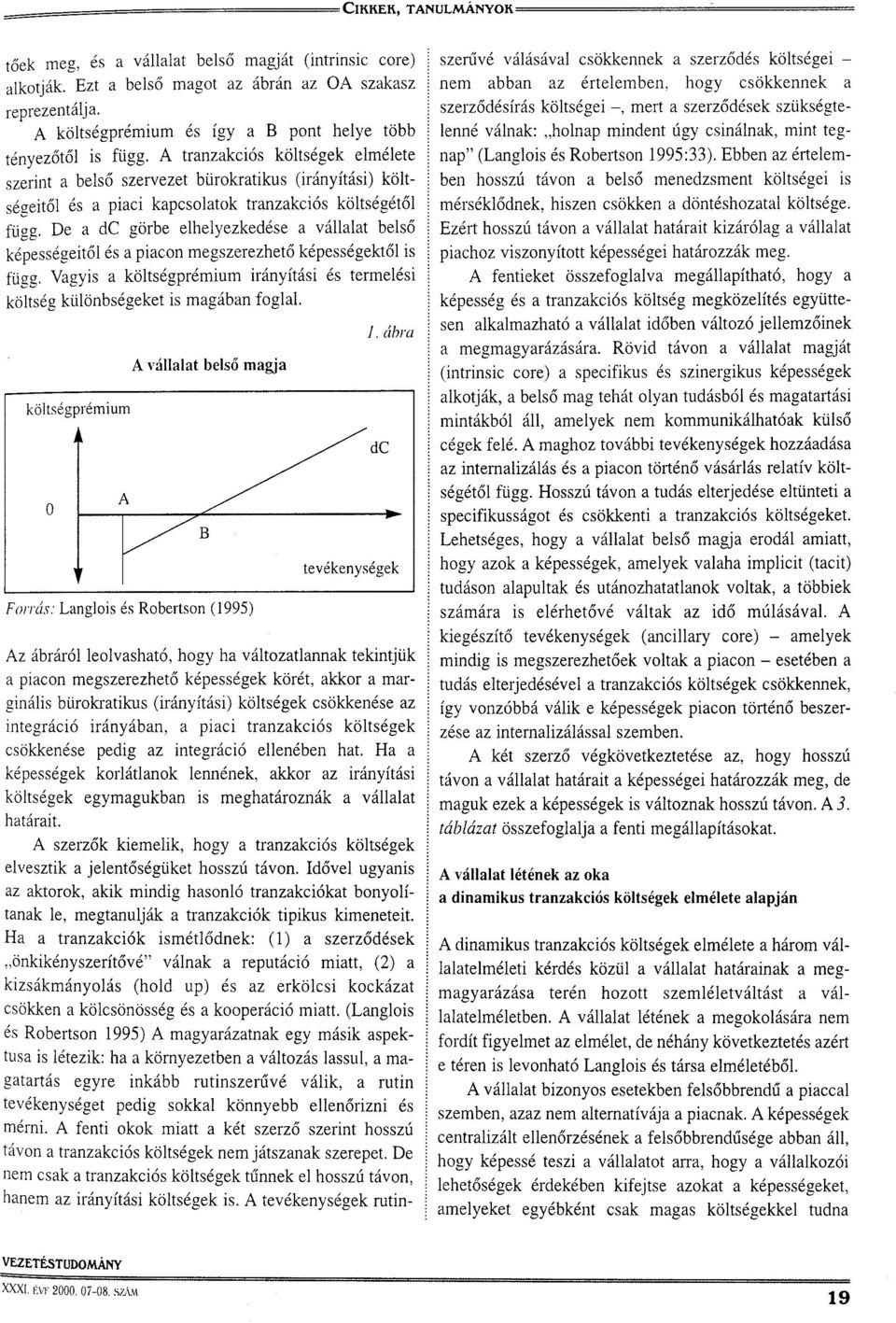 De a dc görbe elhelyezkedése a vállalat belső képességeitől és a piacon megszerezhető képességektől is függ. Vagyis a költségprémium irányítási és termelési költség különbségeket is magában foglal. 1.