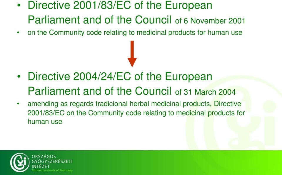 European Parliament and of the Council of 31 March 2004 amending as regards tradicional herbal