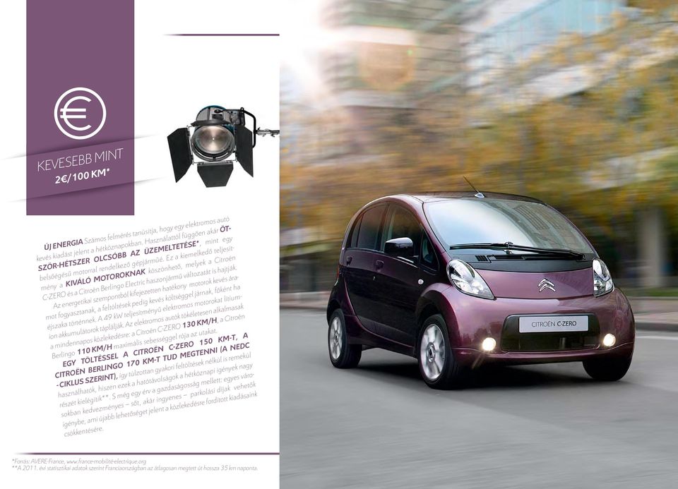 Ez a kiemelkedő teljesítmény a KIVÁLÓ MOTOROKNAK köszönhető, melyek a Citroën C-ZERO és a Citroën Berlingo Electric haszonjármű változatát is hajtják.