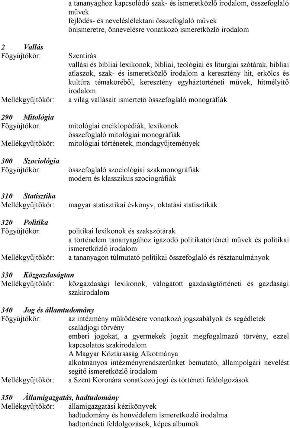 hit, erkölcs és kultúra témaköréből, keresztény egyháztörténeti művek, hitmélyítő irodalom a világ vallásait ismertető összefoglaló monográfiák mitológiai enciklopédiák, lexikonok összefoglaló