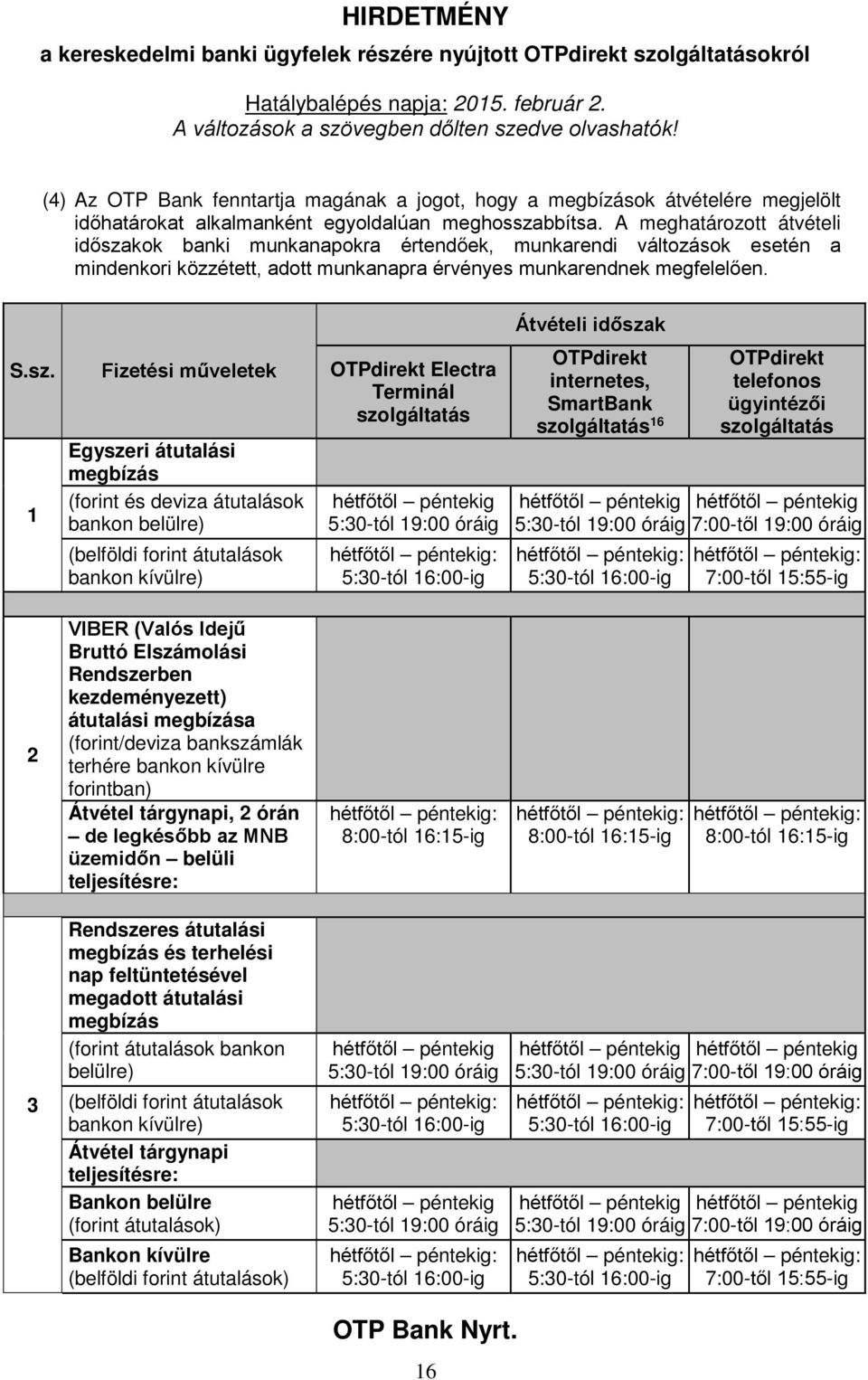 kok banki munkanapokra értendőek, munkarendi változások esetén a mindenkori közzétett, adott munkanapra érvényes munkarendnek megfelelően. Átvételi idősza