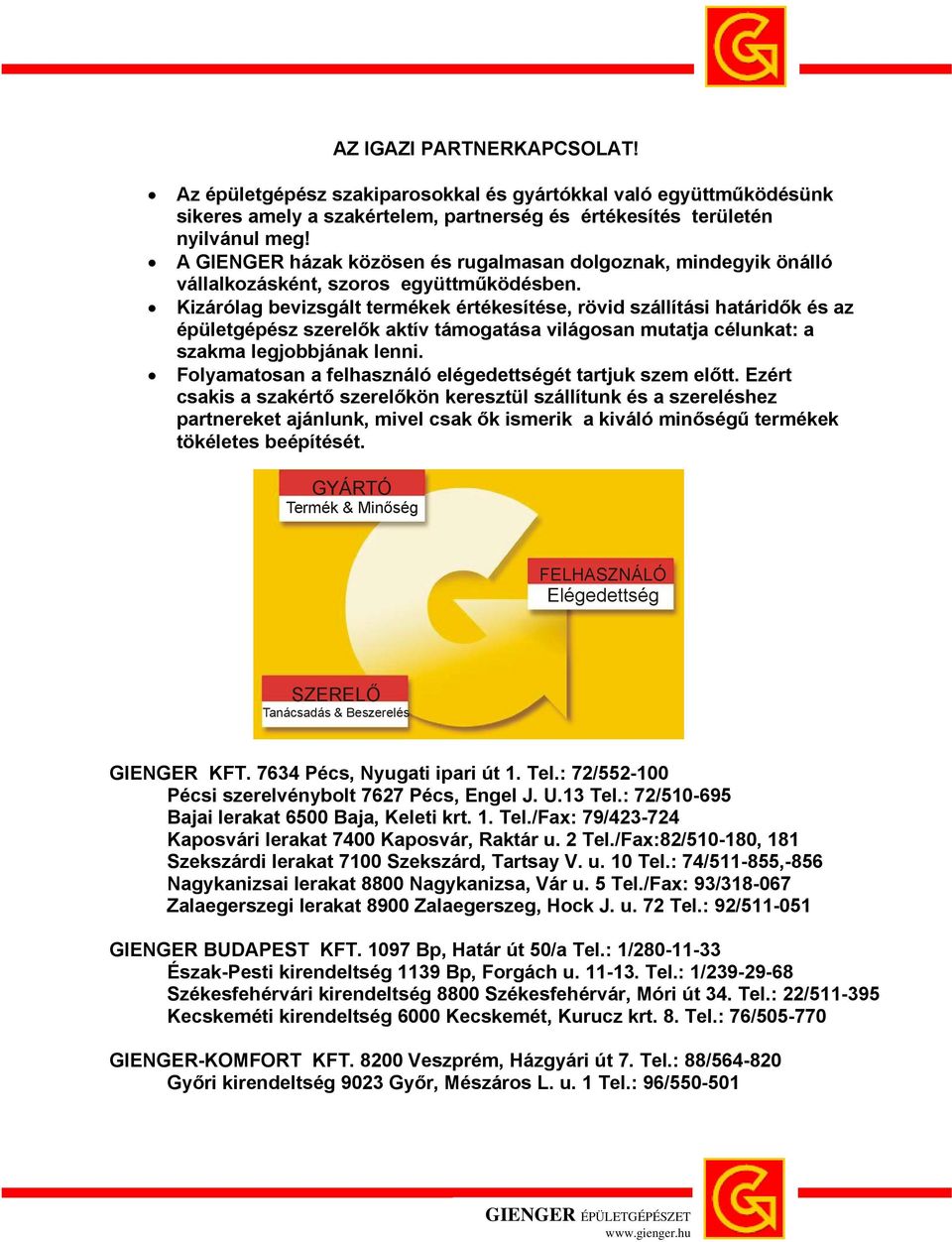 Kizárólag bevizsgált termékek értékesítése, rövid szállítási határidők és az épületgépész szerelők aktív támogatása világosan mutatja célunkat: a szakma legjobbjának lenni.