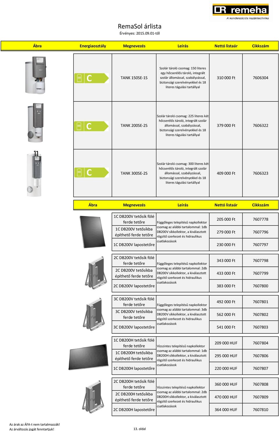 szerelvényekkel és 18 literes tágulási tartállyal 310 000 Ft 7606304 TANK 200SE-2S Szolár tároló csomag: 225 literes két hőcserélős tároló, integrált szolár állomással, szabályzással, biztonsági