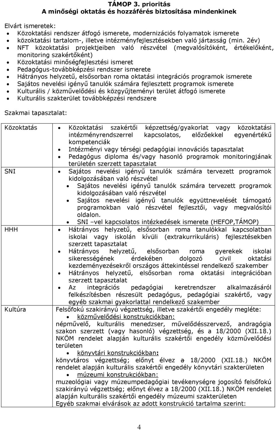 intézményfejlesztésekben való jártasság (min.
