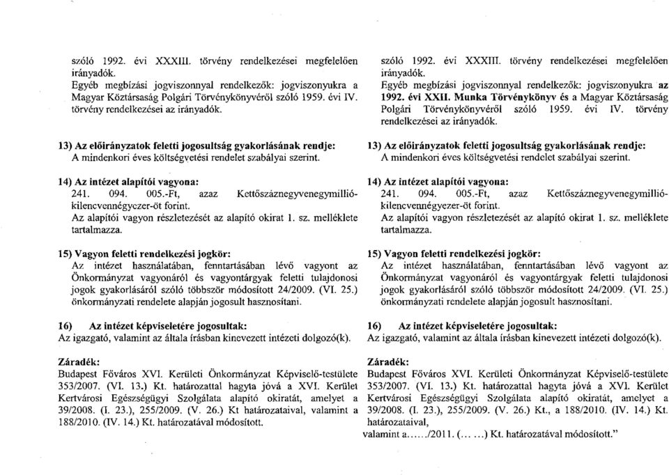 094. 005.-Ft, azaz Kettőszáznegyvenegymilliókilencvennégyezer-öt forint. Az alapítói vagyon részletezését az alapító okirat 1. sz. melléklete tartalmazza.