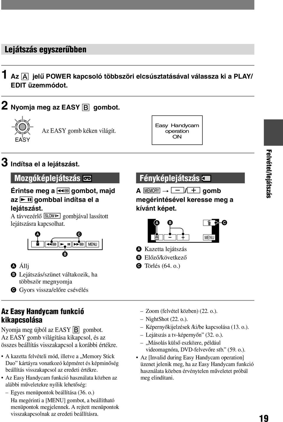 A C Fényképlejátszás A / gomb megérintésével keresse meg a kívánt képet.