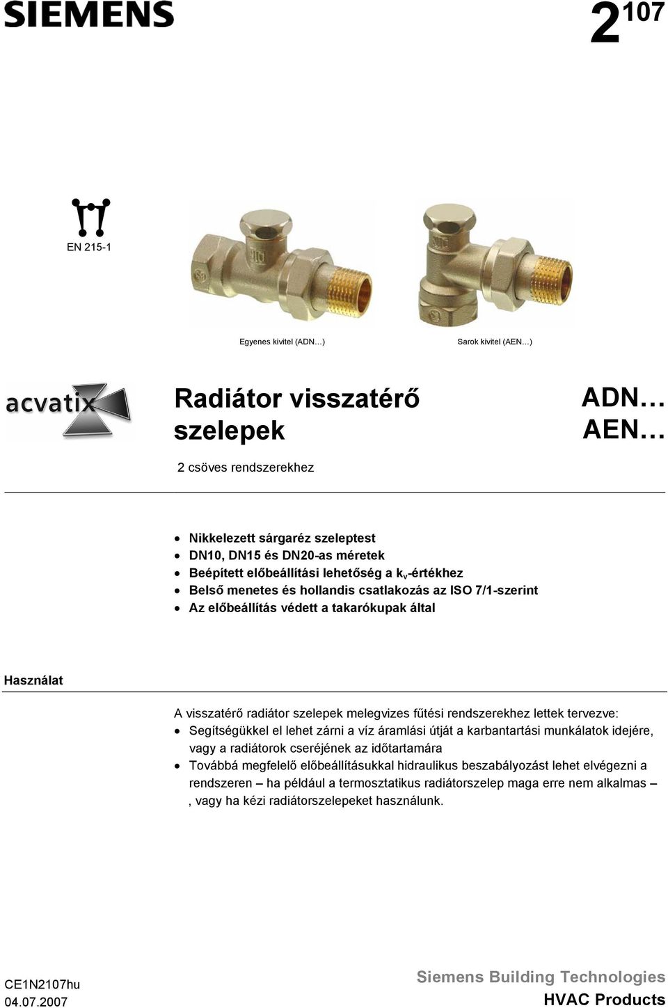 Radiátor visszatérő szelepek - PDF Free Download