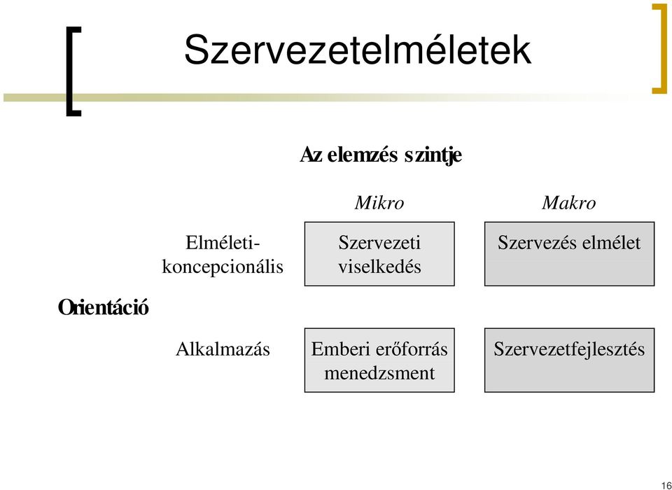 viselkedés Makro Szervezés elmélet Orientáció