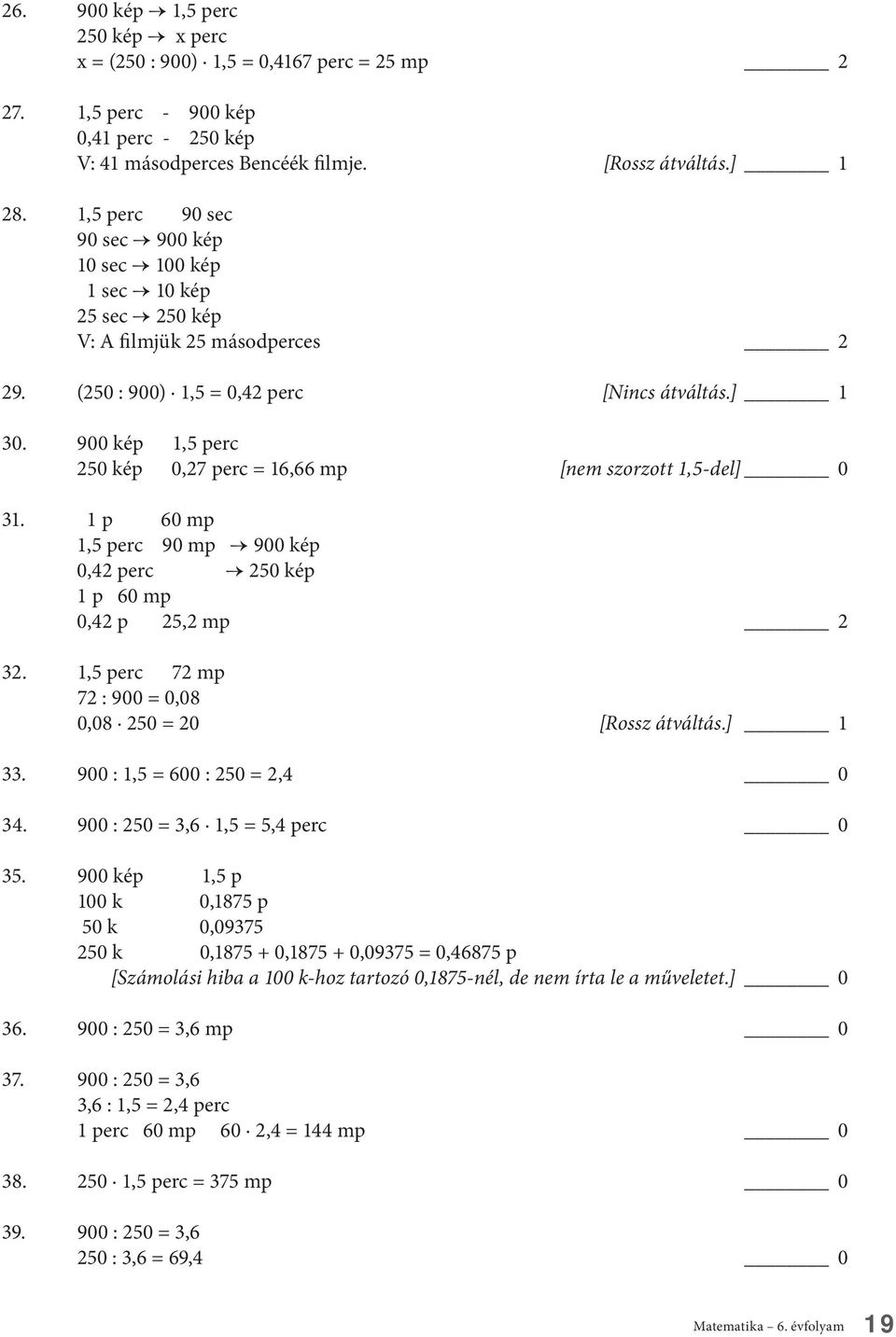 900 kép 1,5 perc 250 kép 0,27 perc = 16,66 mp [nem szorzott 1,5-del] 0 31. 1 p 60 mp 1,5 perc 90 mp 900 kép 0,42 perc 250 kép 1 p 60 mp 0,42 p 25,2 mp 2 32.