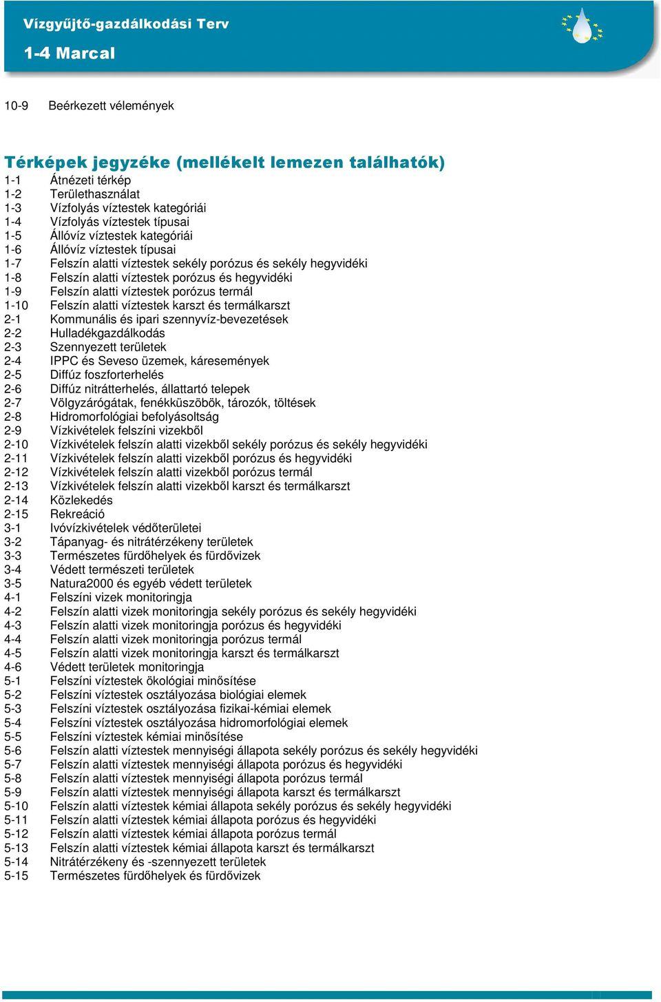 porózus termál 1-10 Felszín alatti víztestek karszt és termálkarszt 2-1 Kommunális és ipari szennyvíz-bevezetések 2-2 Hulladékgazdálkodás 2-3 Szennyezett területek 2-4 IPPC és Seveso üzemek,