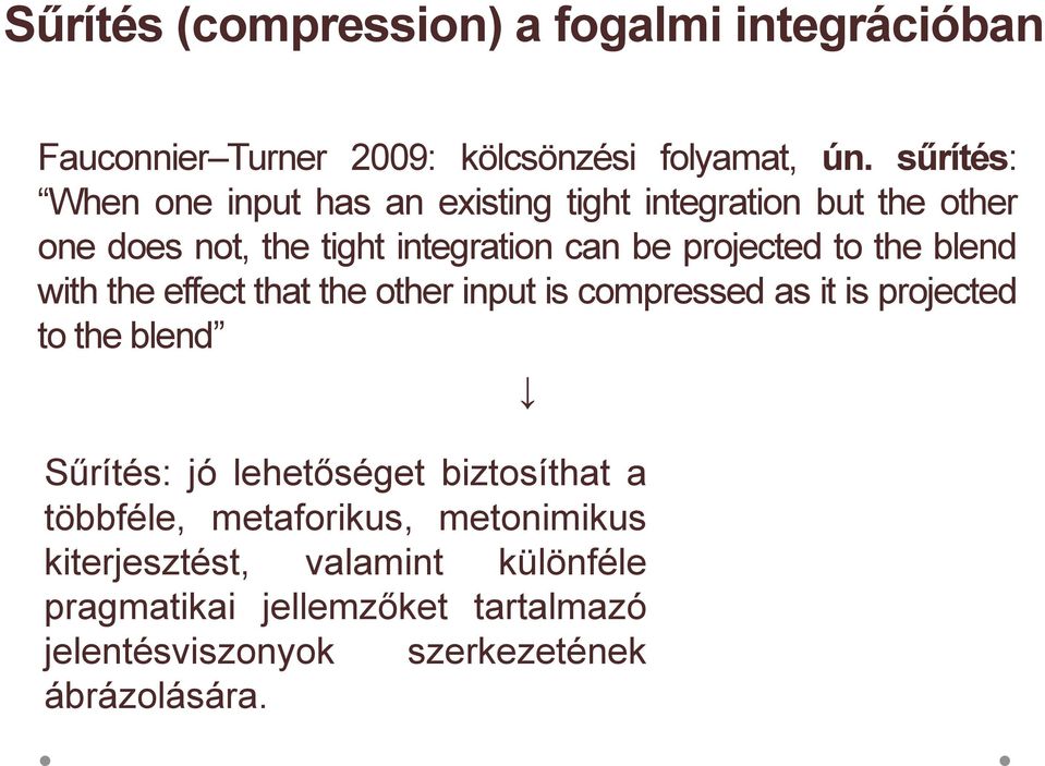 to the blend with the effect that the other input is compressed as it is projected to the blend Sűrítés: jó lehetőséget