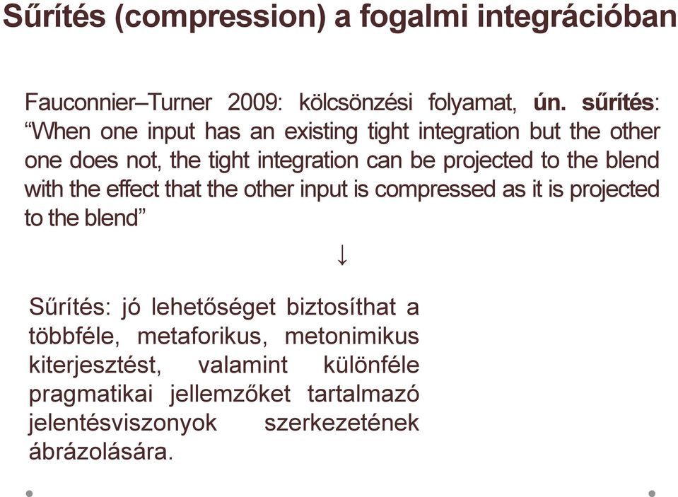 to the blend with the effect that the other input is compressed as it is projected to the blend Sűrítés: jó lehetőséget