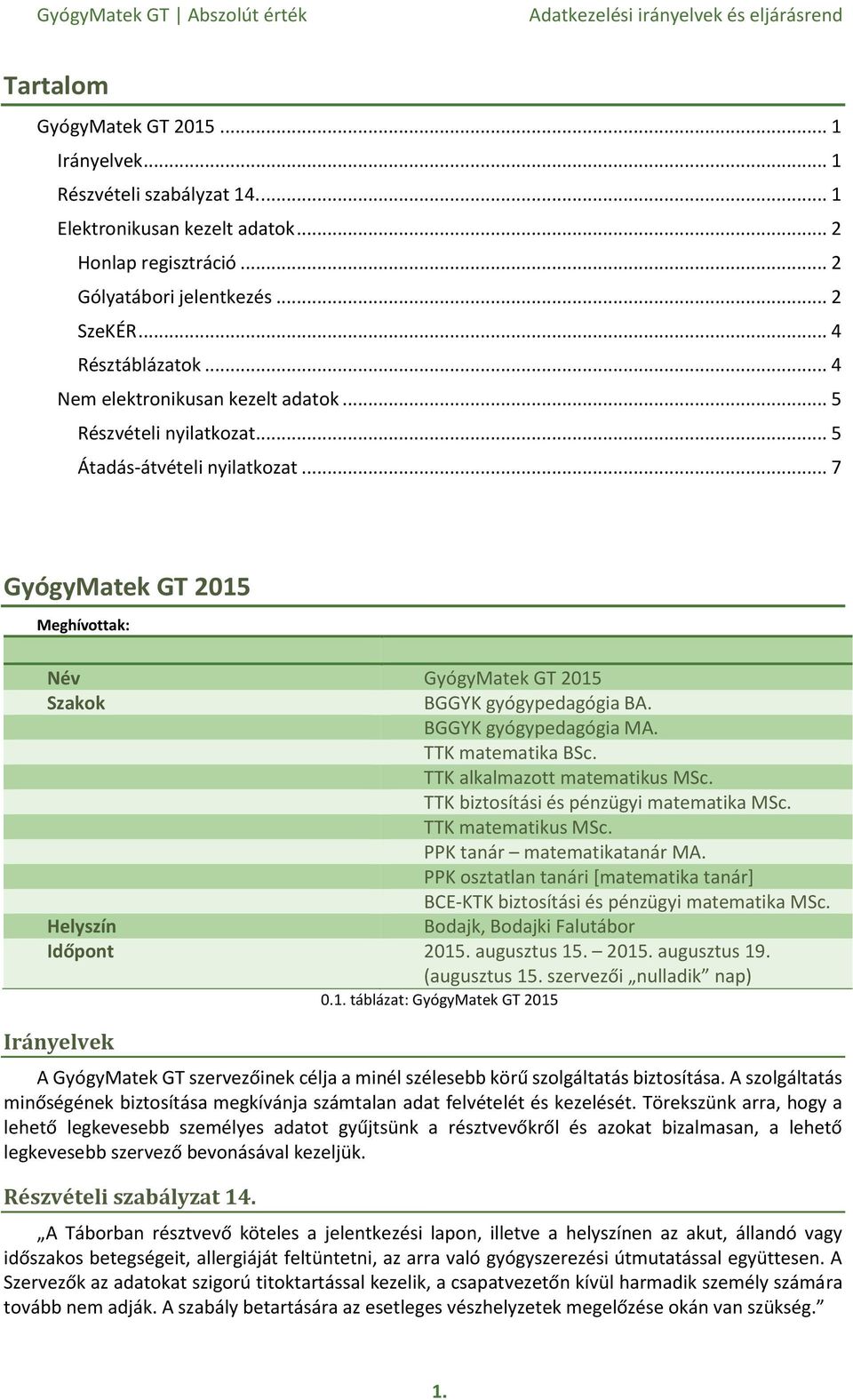 BGGYK gyógypedagógia MA. TTK matematika BSc. TTK alkalmazott matematikus MSc. TTK biztosítási és pénzügyi matematika MSc. TTK matematikus MSc. PPK tanár matematikatanár MA.