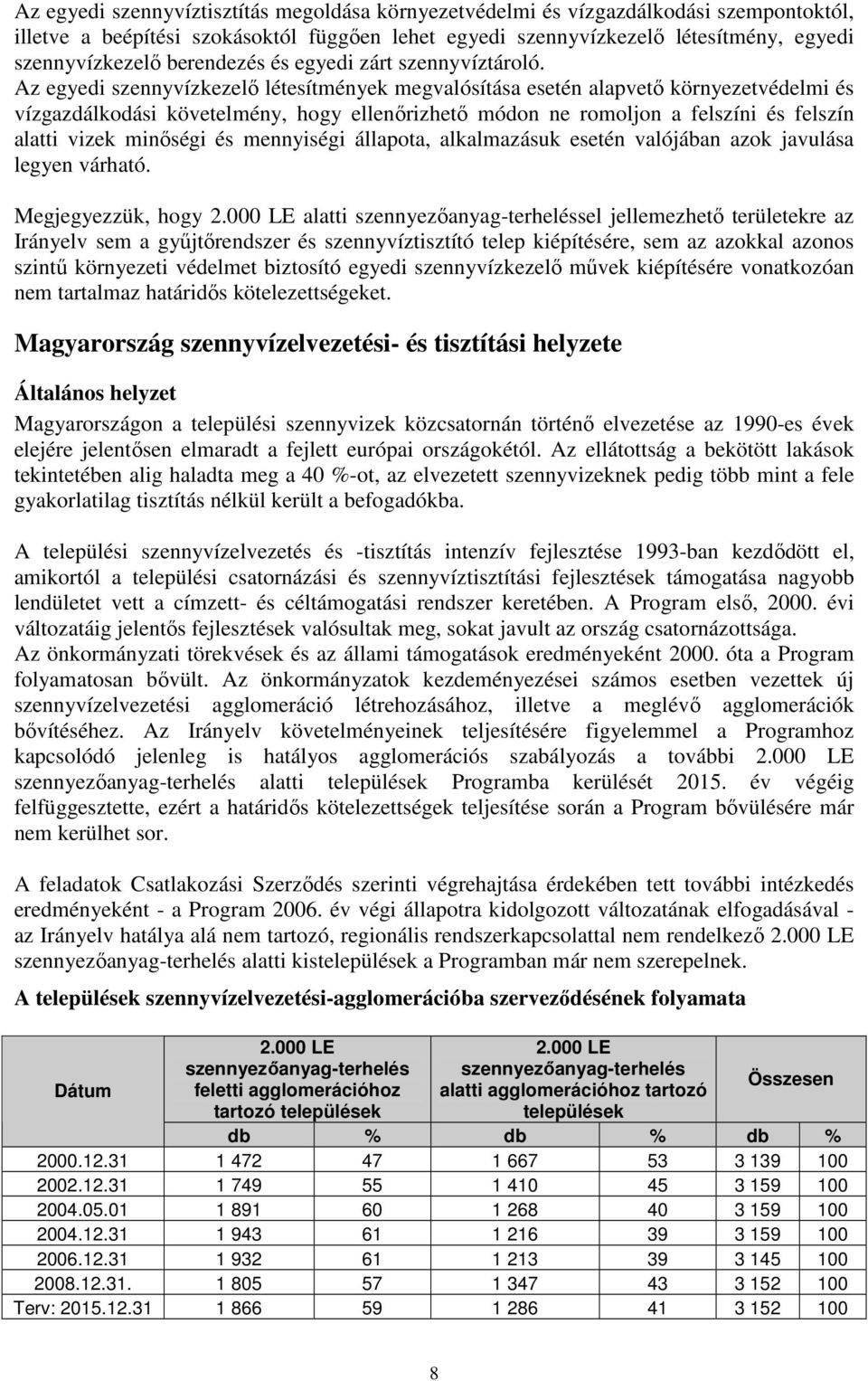 Az egyedi szennyvízkezelı létesítmények megvalósítása esetén alapvetı környezetvédelmi és vízgazdálkodási követelmény, hogy ellenırizhetı módon ne romoljon a felszíni és felszín alatti vizek minıségi