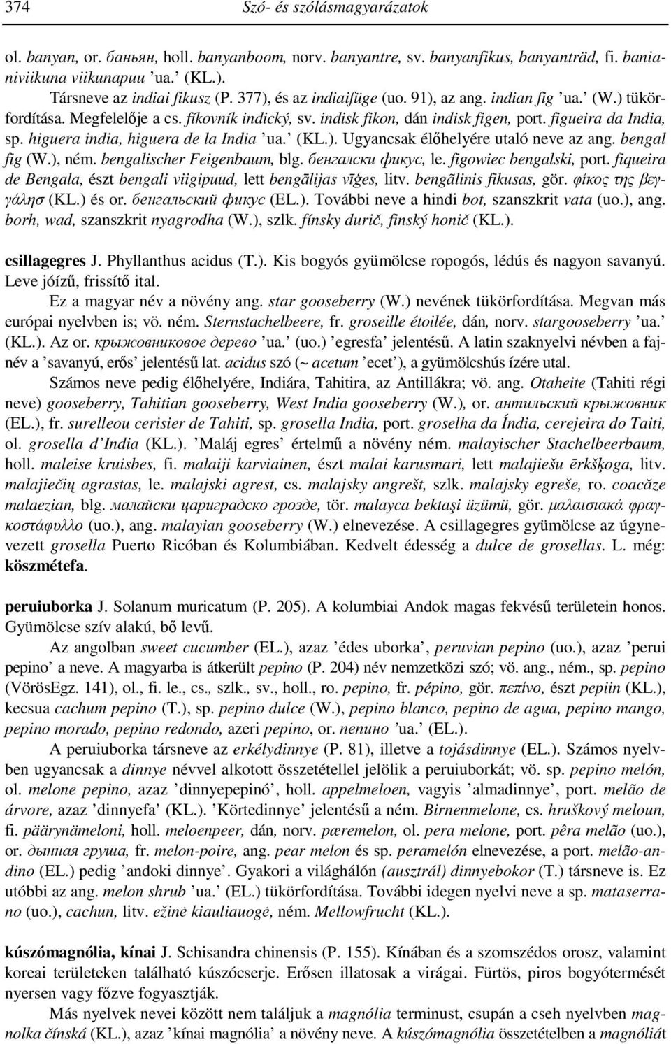 higuera india, higuera de la India ua. (KL.). Ugyancsak élőhelyére utaló neve az ang. bengal fig (W.), ném. bengalischer Feigenbaum, blg. бенгалски фикус, le. figowiec bengalski, port.