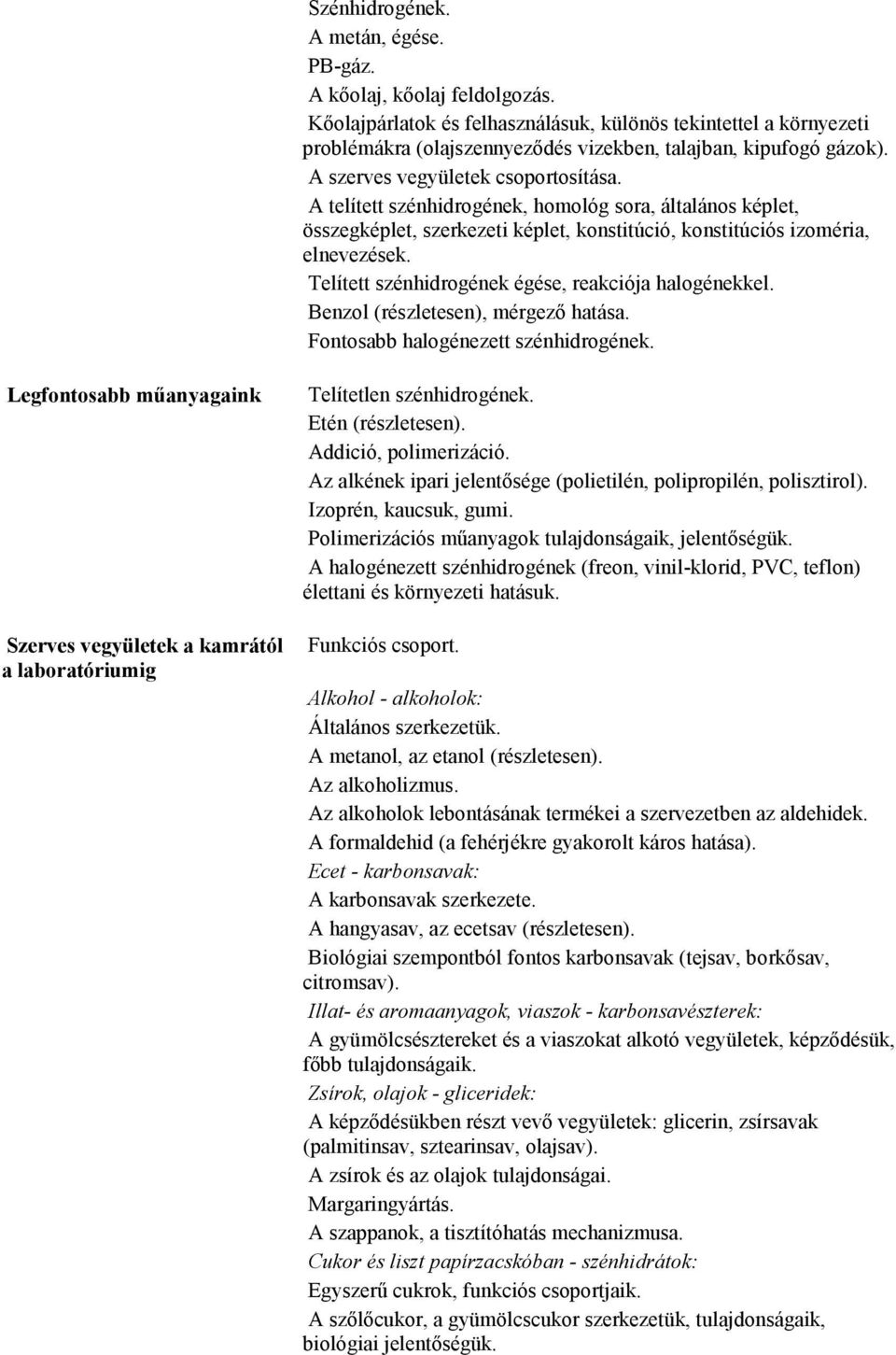 A telített szénhidrogének, homológ sora, általános képlet, összegképlet, szerkezeti képlet, konstitúció, konstitúciós izoméria, elnevezések. Telített szénhidrogének égése, reakciója halogénekkel.