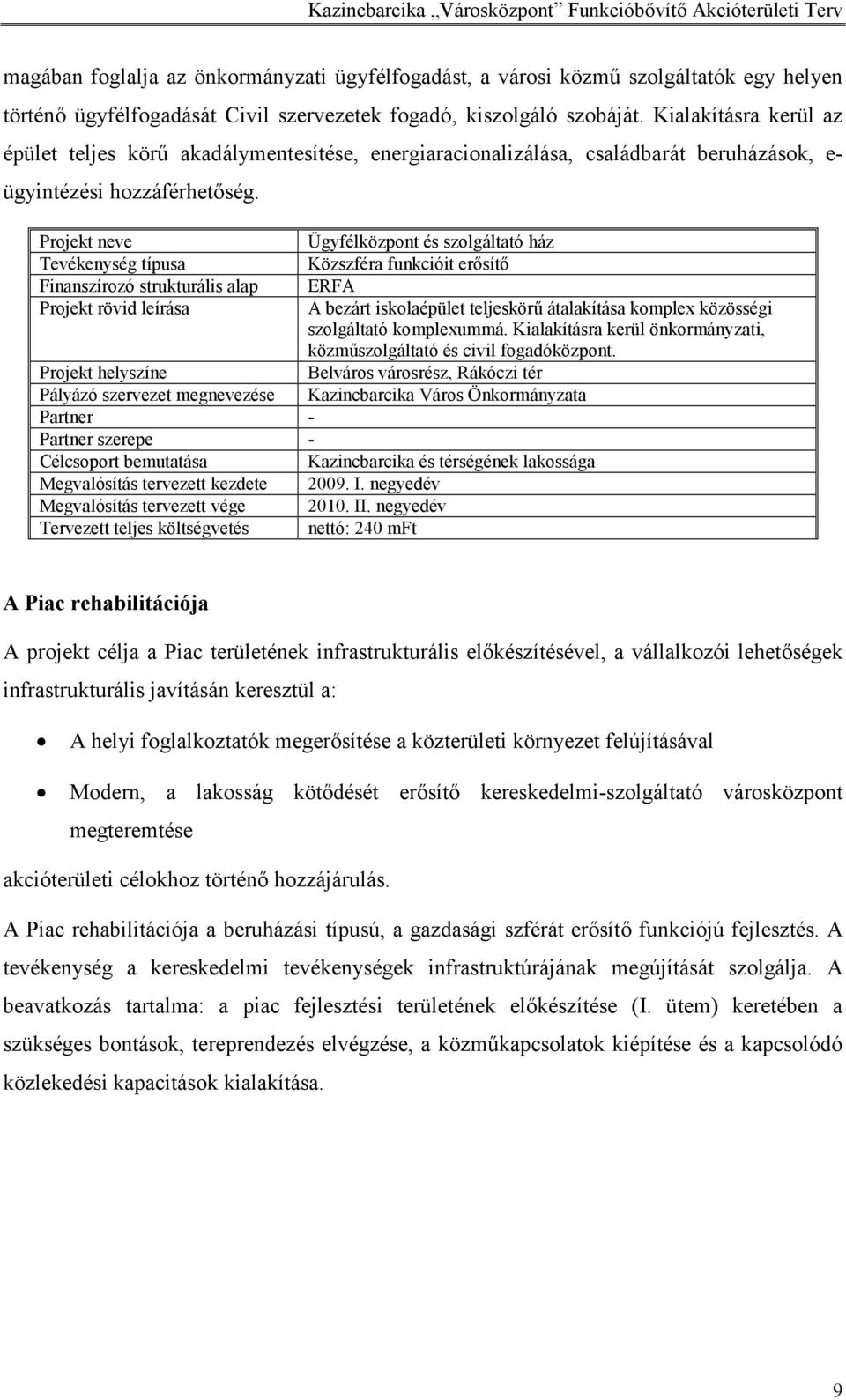 Projekt neve Ügyfélközpont és szolgáltató ház Tevékenység típusa Közszféra funkcióit erősítő Finanszírozó strukturális alap ERFA Projekt rövid leírása A bezárt iskolaépület teljeskörű átalakítása